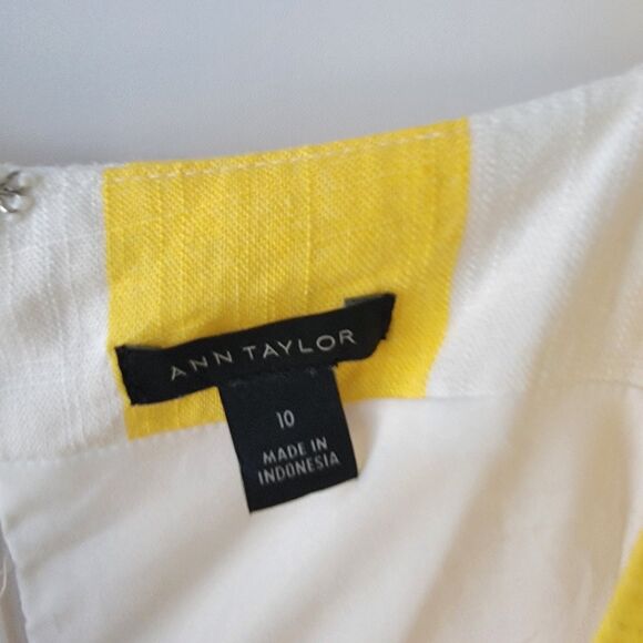 Ann Taylor womens Linen blend Sundress Dress sz 10 Striped Square Neck Midi - Picture 7 of 8